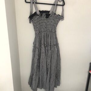En Saison black gingham summer dress size medium adjustable straps